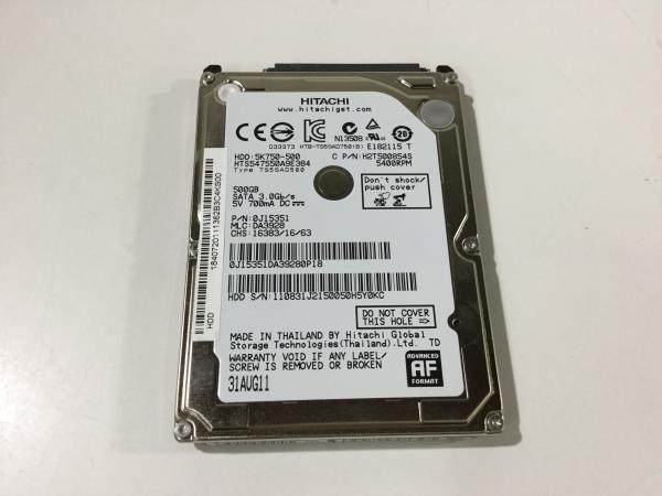 SATA HDD 2.5 500G HTS547550A9E384の画像